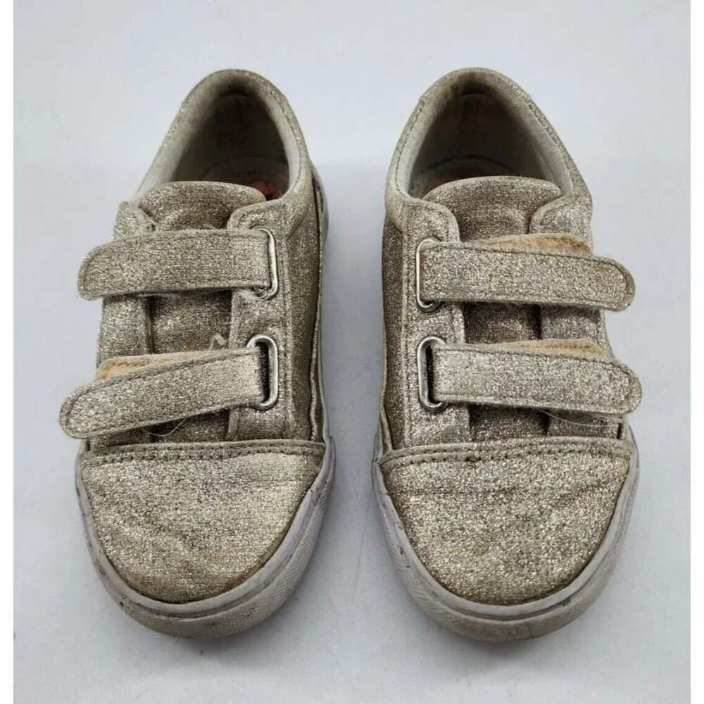 Tommy Bahama Girls Sneaker Shoes Hook & Loop‎ Straps Gold Glitter Youth Size 10